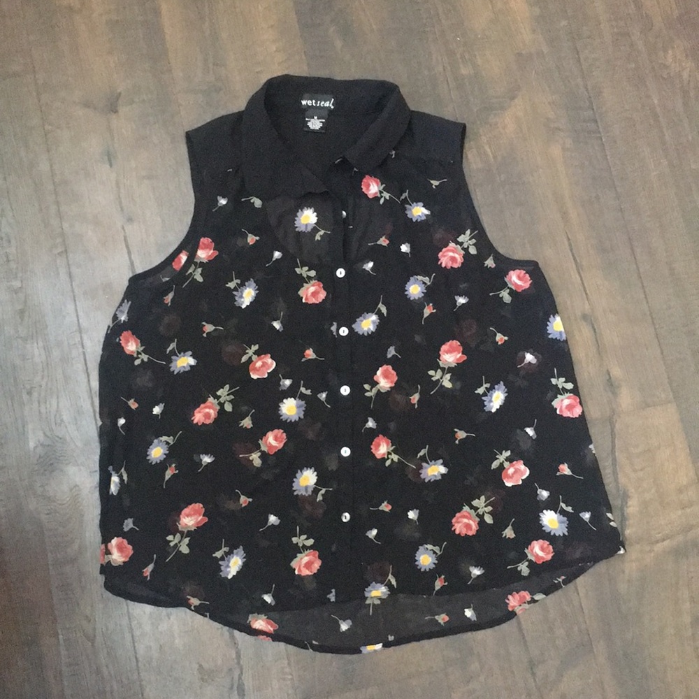 Black sheer sleeveless top